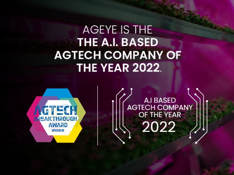 AgEye Technologies Named “AI-based AgTech Company of the Year” By AgTech Breakthrough